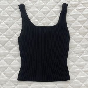 Aritzia Babaton Sculpt Knit Squareneck Tank Black